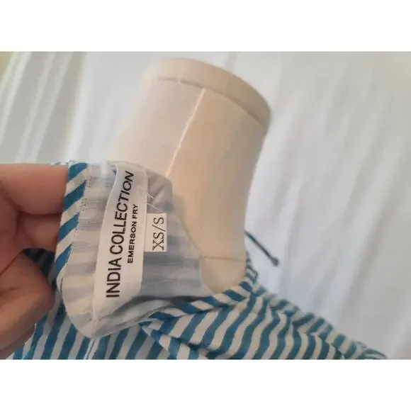 India Collection Emerson Fry Blue 100% Organic Cotton Isla Mini Dress XS Small